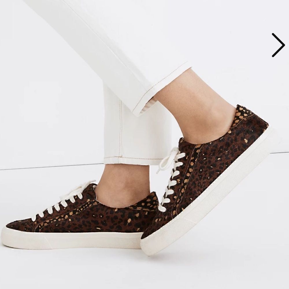 Madewell Low Top Sneakers in Painted Leopard Colorblock Calf Hair